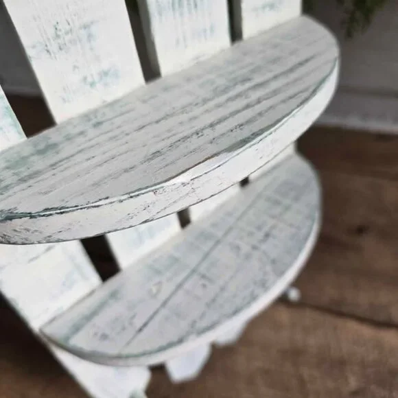 White & Teal Picket Fence Peg Key Rack Wall Hanging Primitive Farmhouse Shelf - Picture 5 of 8